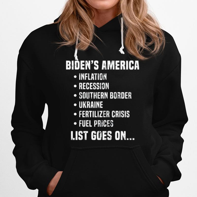 Bidens America Inflation Recession Fuel Prices List Goes On Hoodie