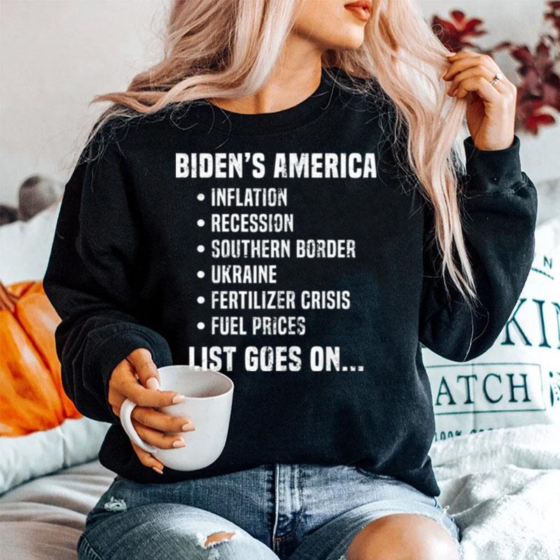 Bidens America Inflation Recession Fuel Prices List Goes On Sweater