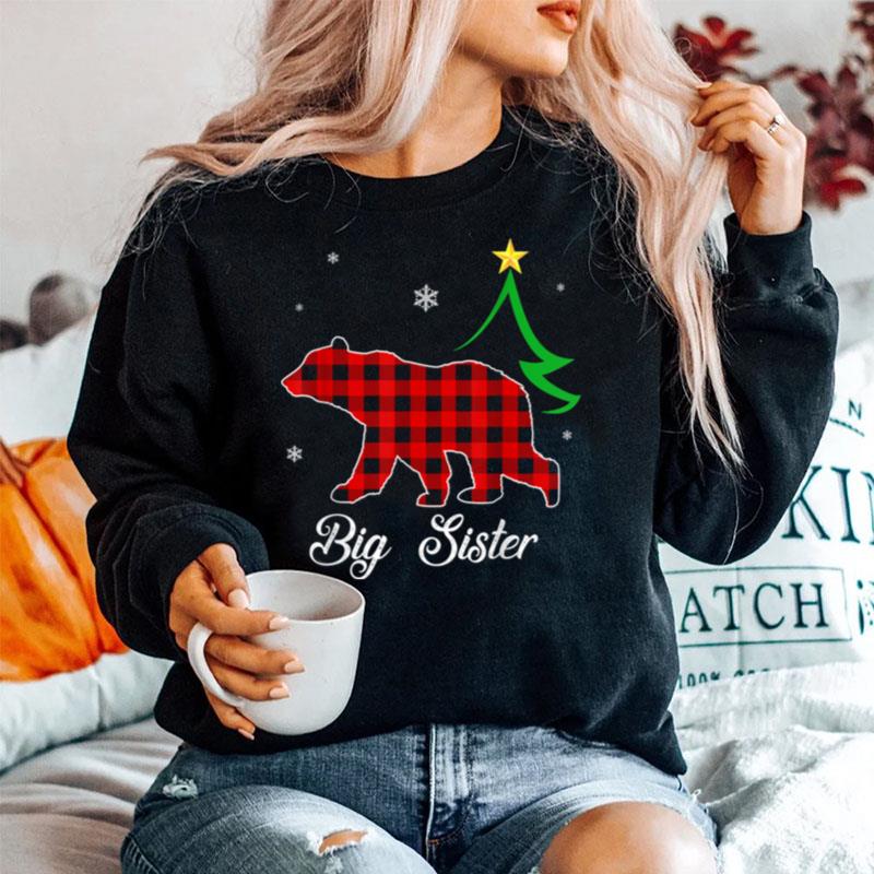 Big Sister Bear Red Plaid Christmas Sweater