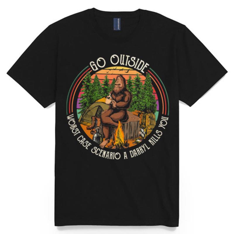 Bigfoot Camping Go Outside Worst Case Scenario A Darryl Kills You T-Shirt