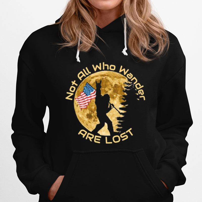 Bigfoot Not All Who Wander Are Lost American Flag Hoodie