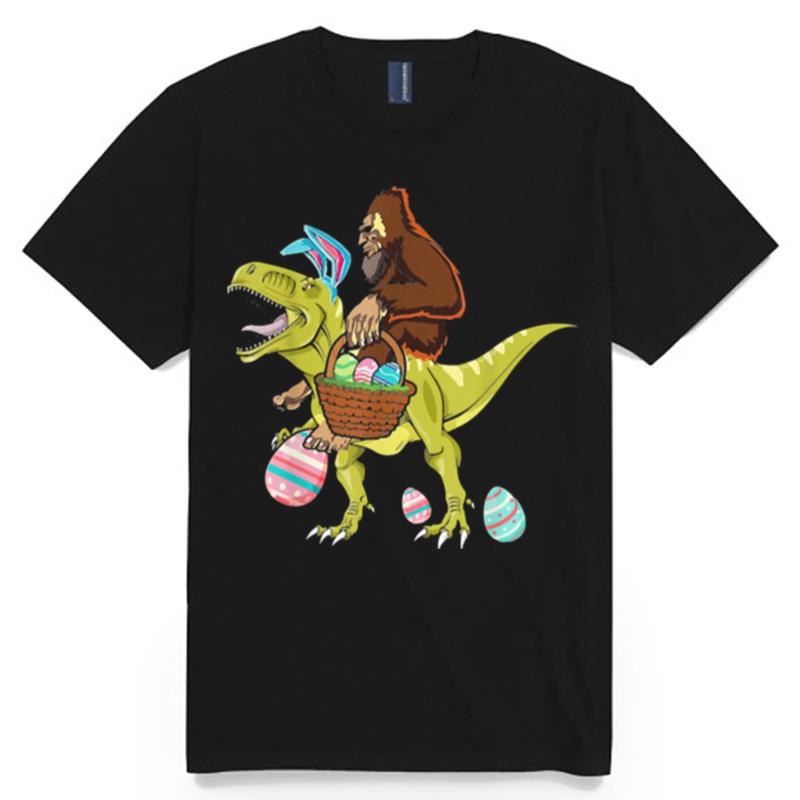 Bigfoot Riding Dinosaur Easter Egg T-Shirt