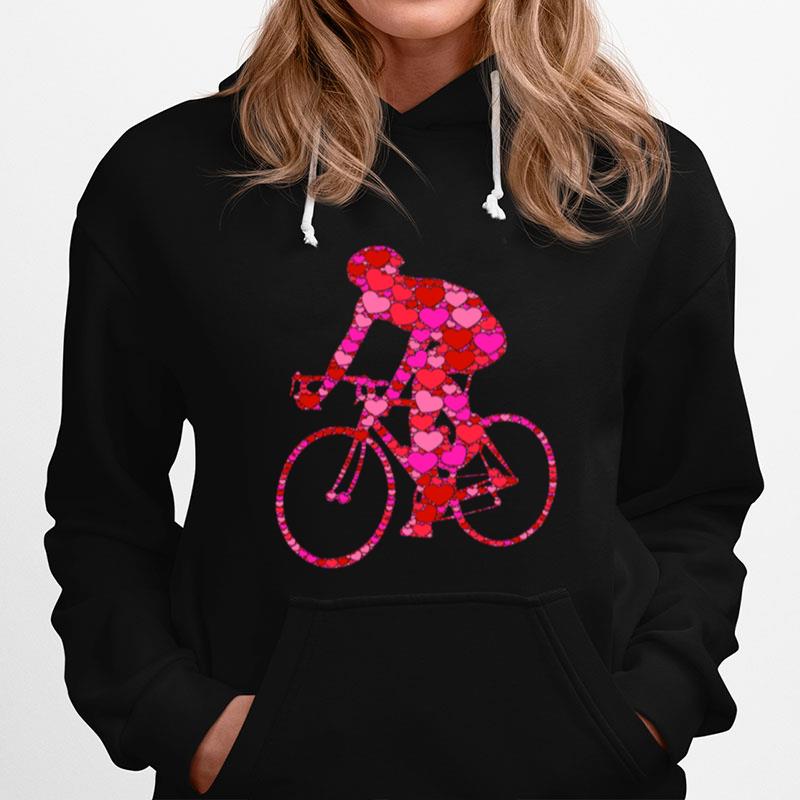 Bike Pink Red Heart Valentines Day For Bicycle Racer Hoodie