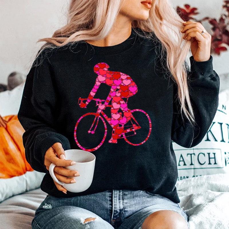 Bike Pink Red Heart Valentines Day For Bicycle Racer Sweater